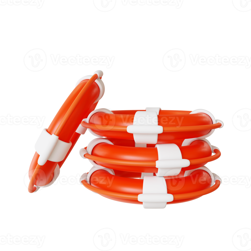 Safety Life Buoy Ring Isolated 3D Rendering png