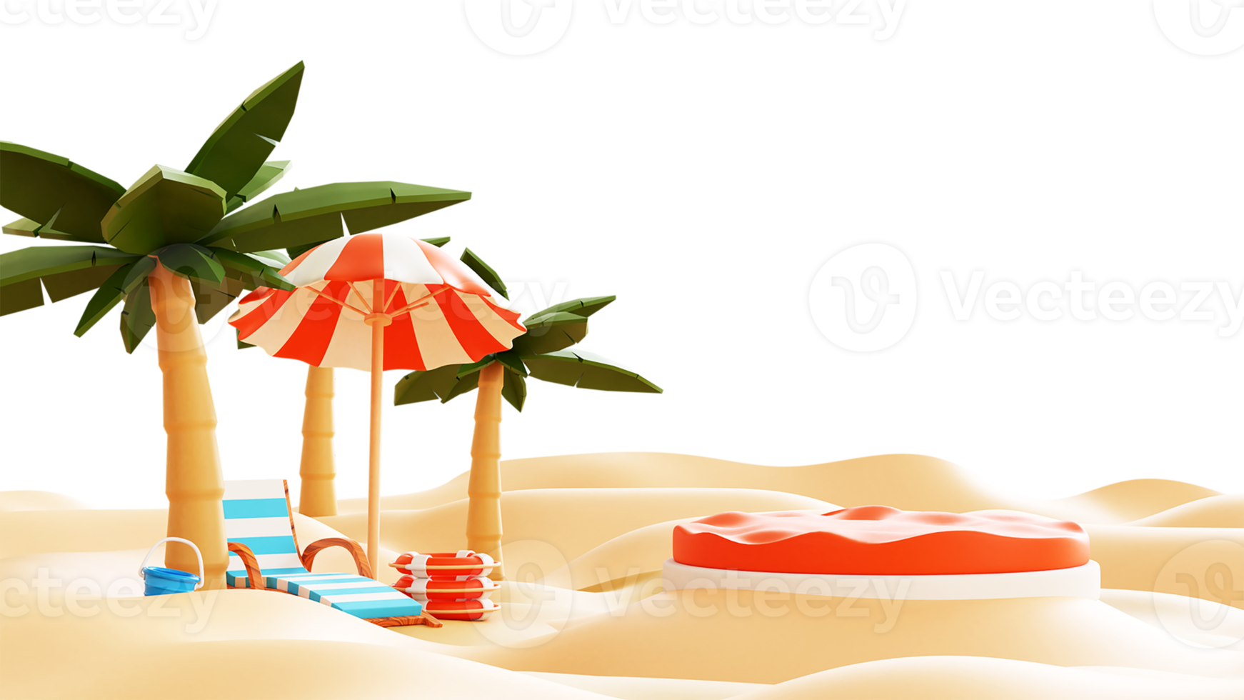 3D Summer Beach Illustration png