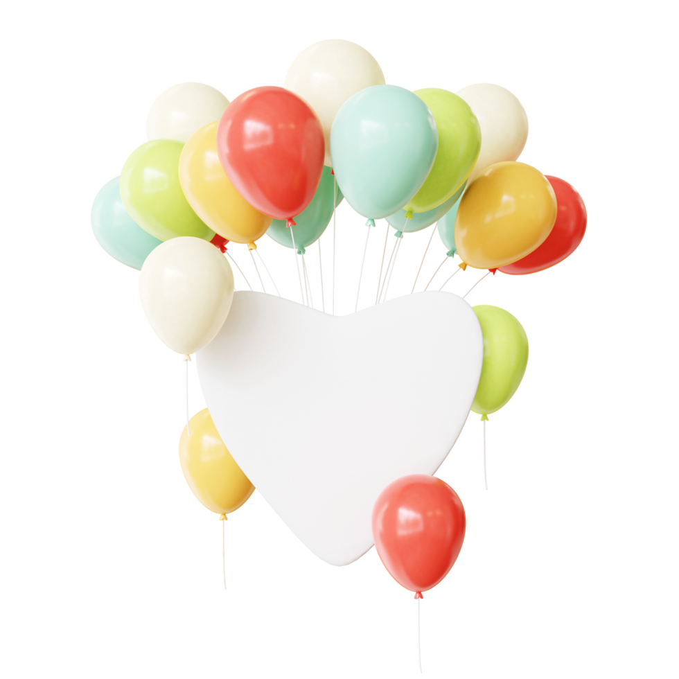 quadro de balão de cor de aniversário 3d png