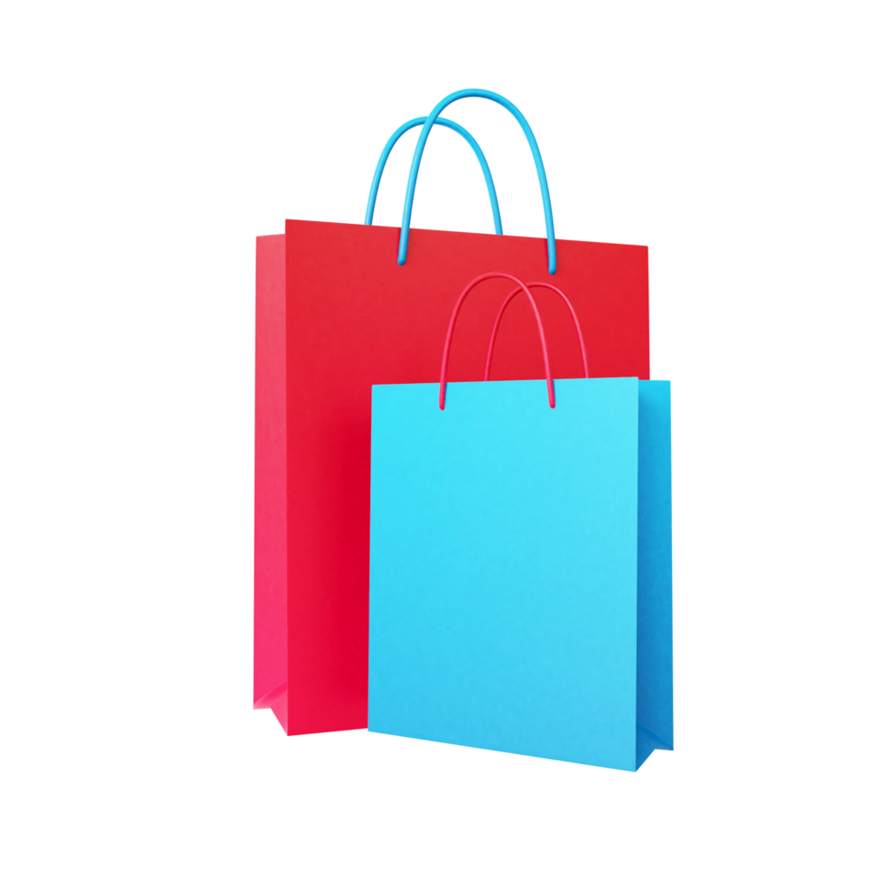 3D Paper bag. Online shopping concept. 3d render illustration png