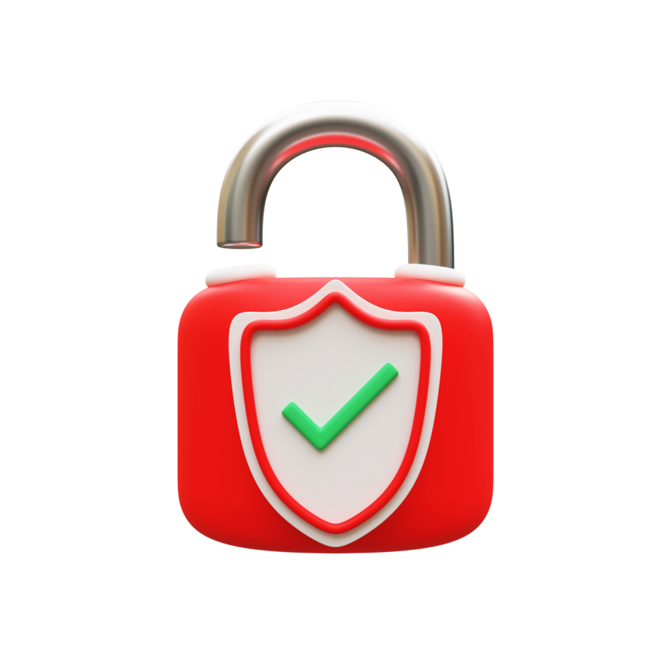 3d security padlock png