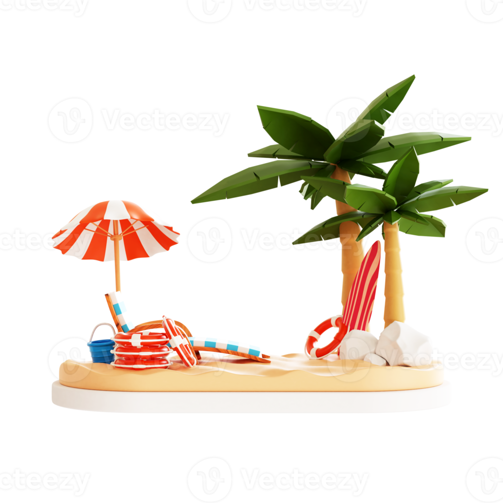 3D Summer Beach Illustration png