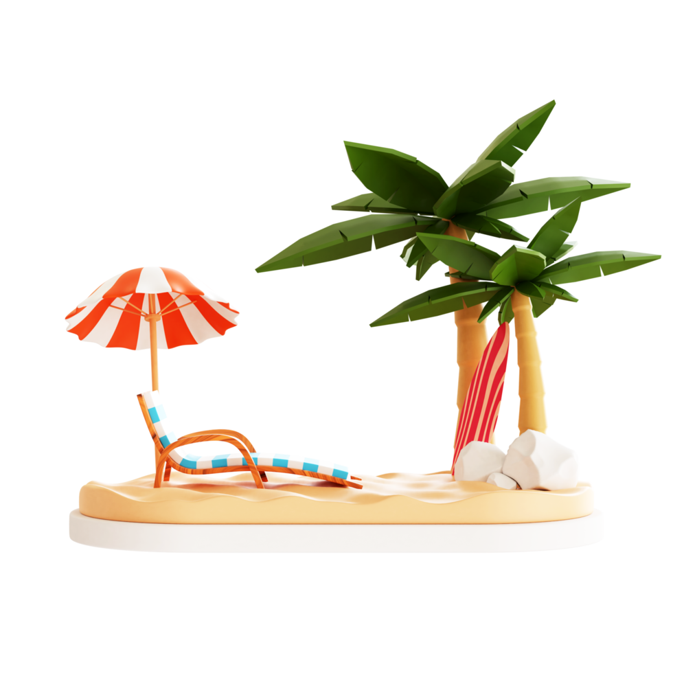 illustration de plage d'été 3d png