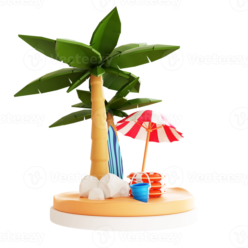 3D Summer Beach Illustration png