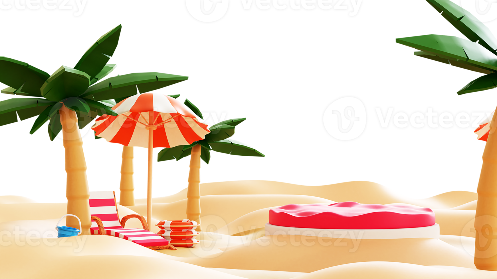 ilustração de praia de verão 3D png