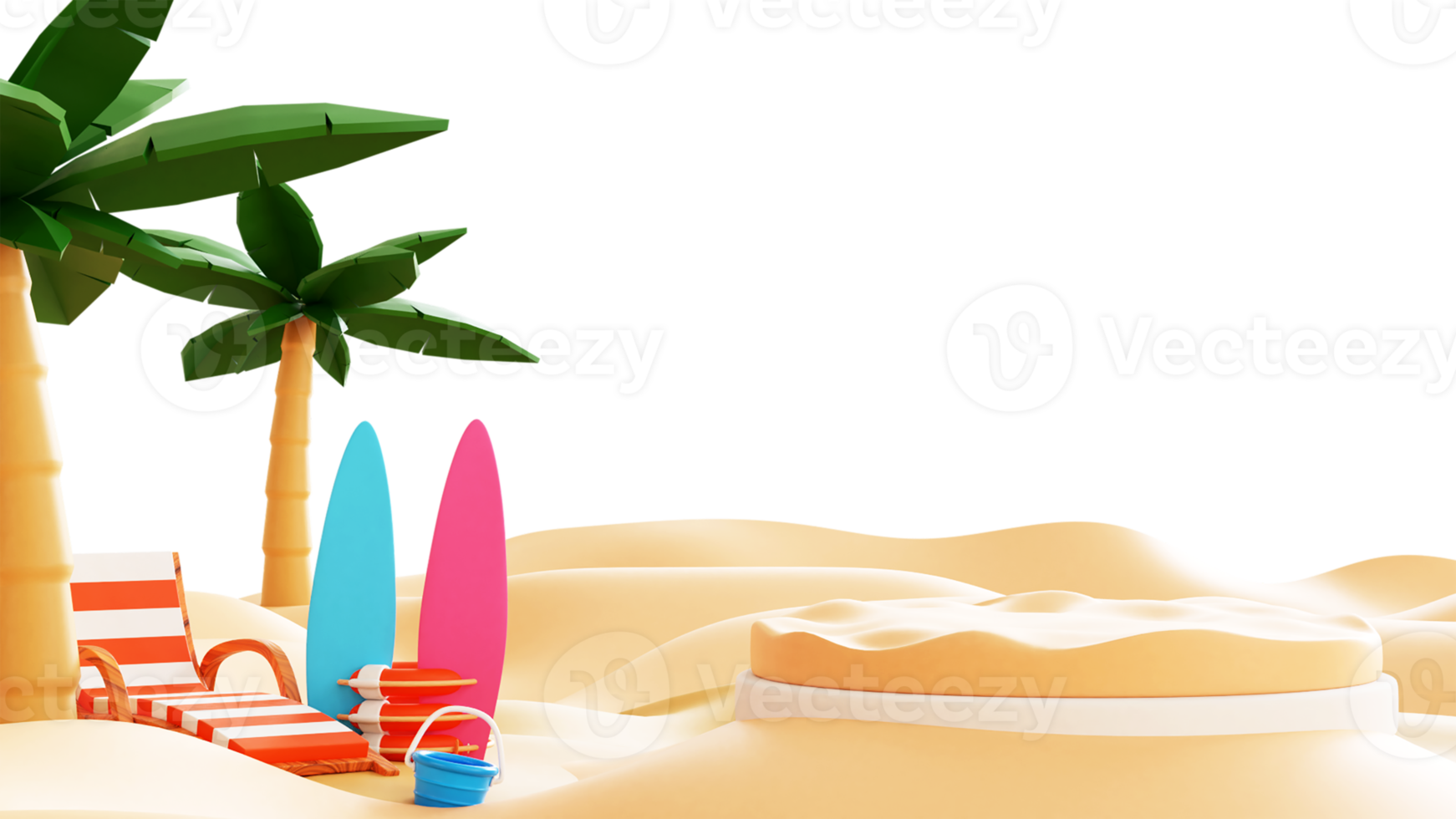 3D Summer Beach Illustration png
