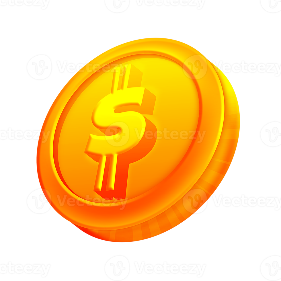 icono 2d de activo de juego de moneda de dólar de oro fondo transparente png