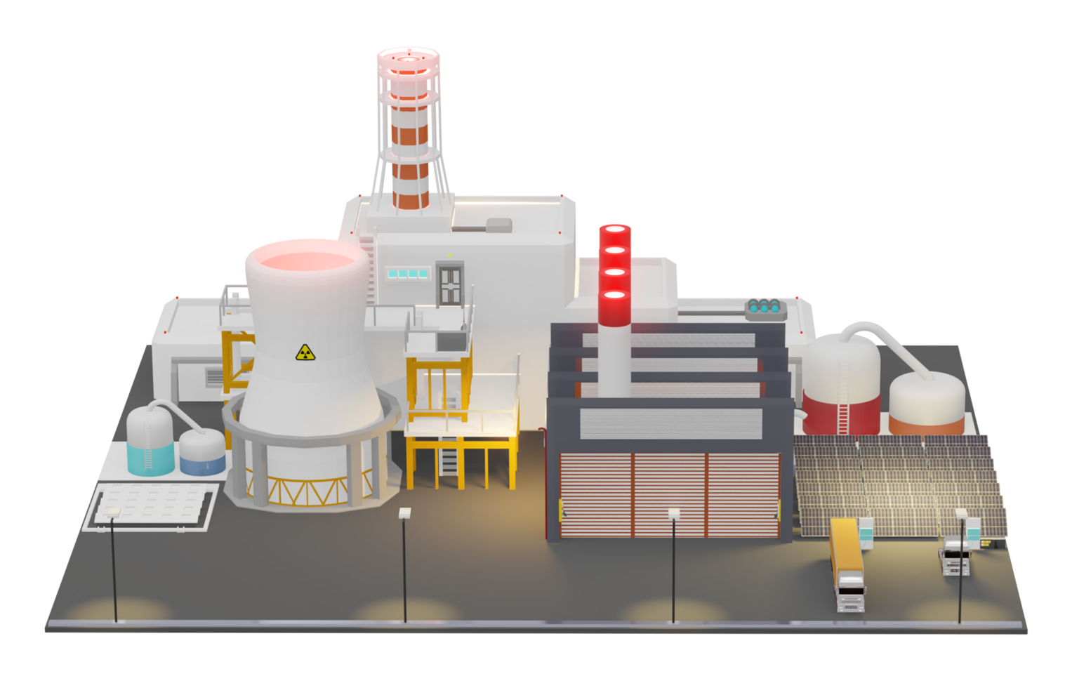 industrieanlage mit sonnenkollektoren png ev laden elektrisches system in der fabrik solarenergie 3d illustration