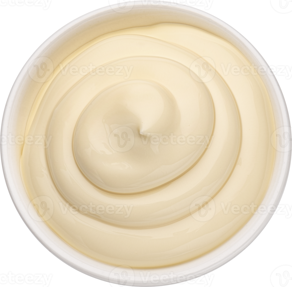 sauce mayonnaise isolée sur fond blanc, vue de dessus png