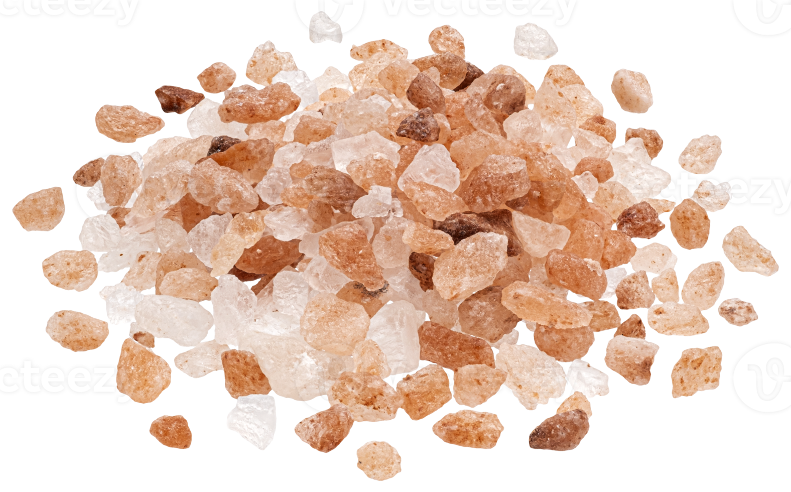 Pile of pink himalayan salt isolated on white background with clipping path, full depth of field png