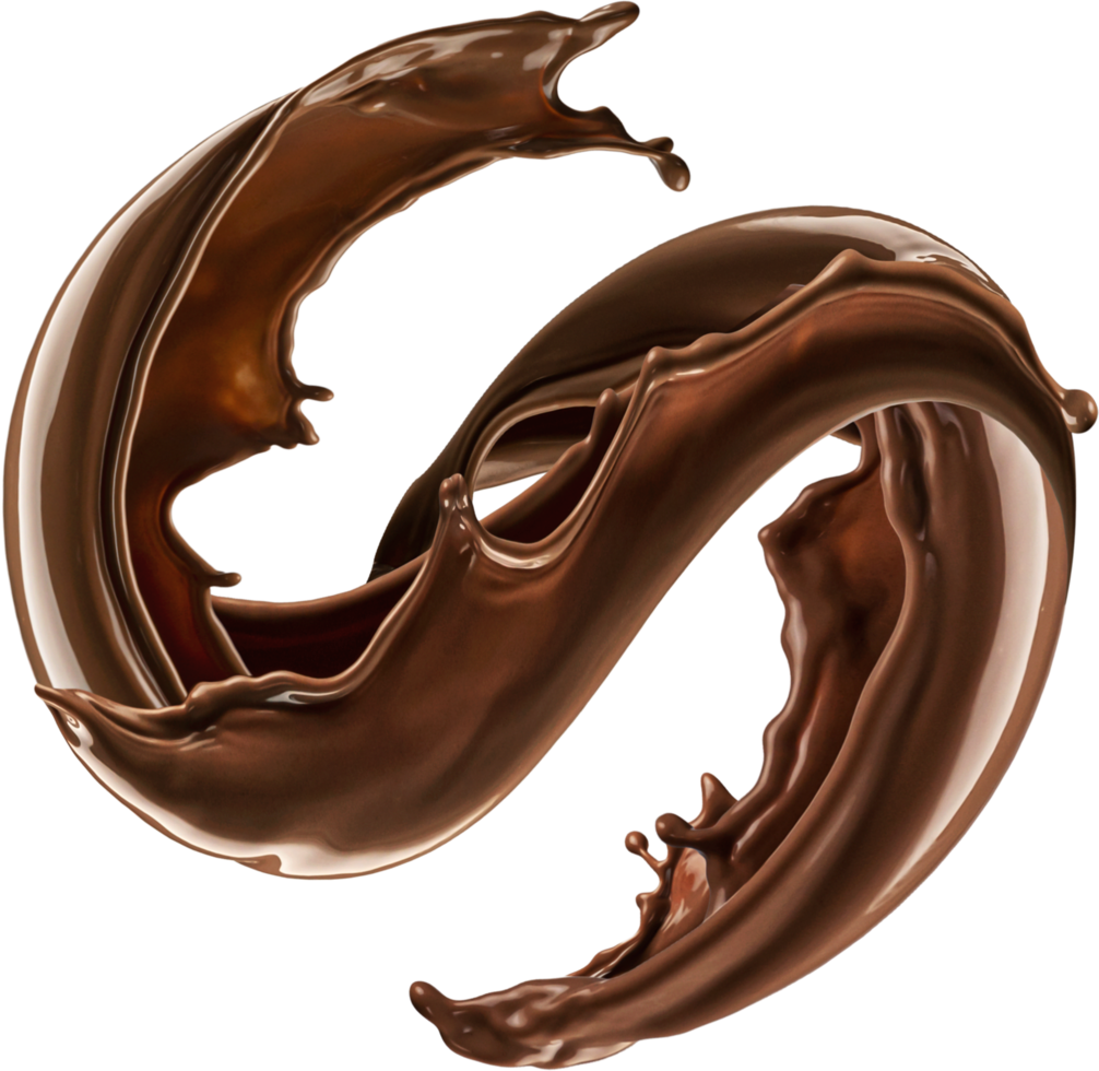 Chocolate splash isolated with clipping path png