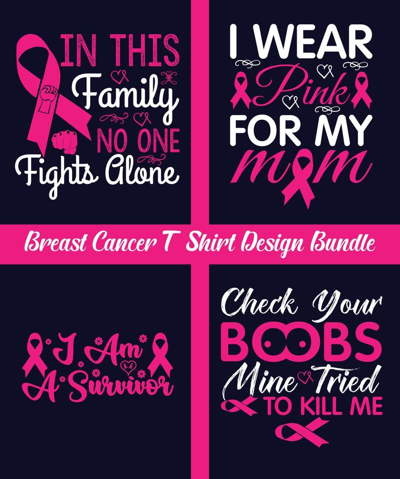 Breast Cancer T-Shirt Design Bundle, design for print like t-shirt, mug, frame, breast cancer day, Breast Cancer t shirt design, merchandise lettering design vector