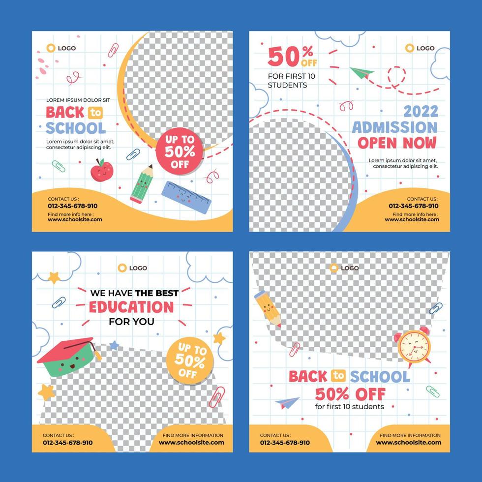 Back To School Social Media Template vector