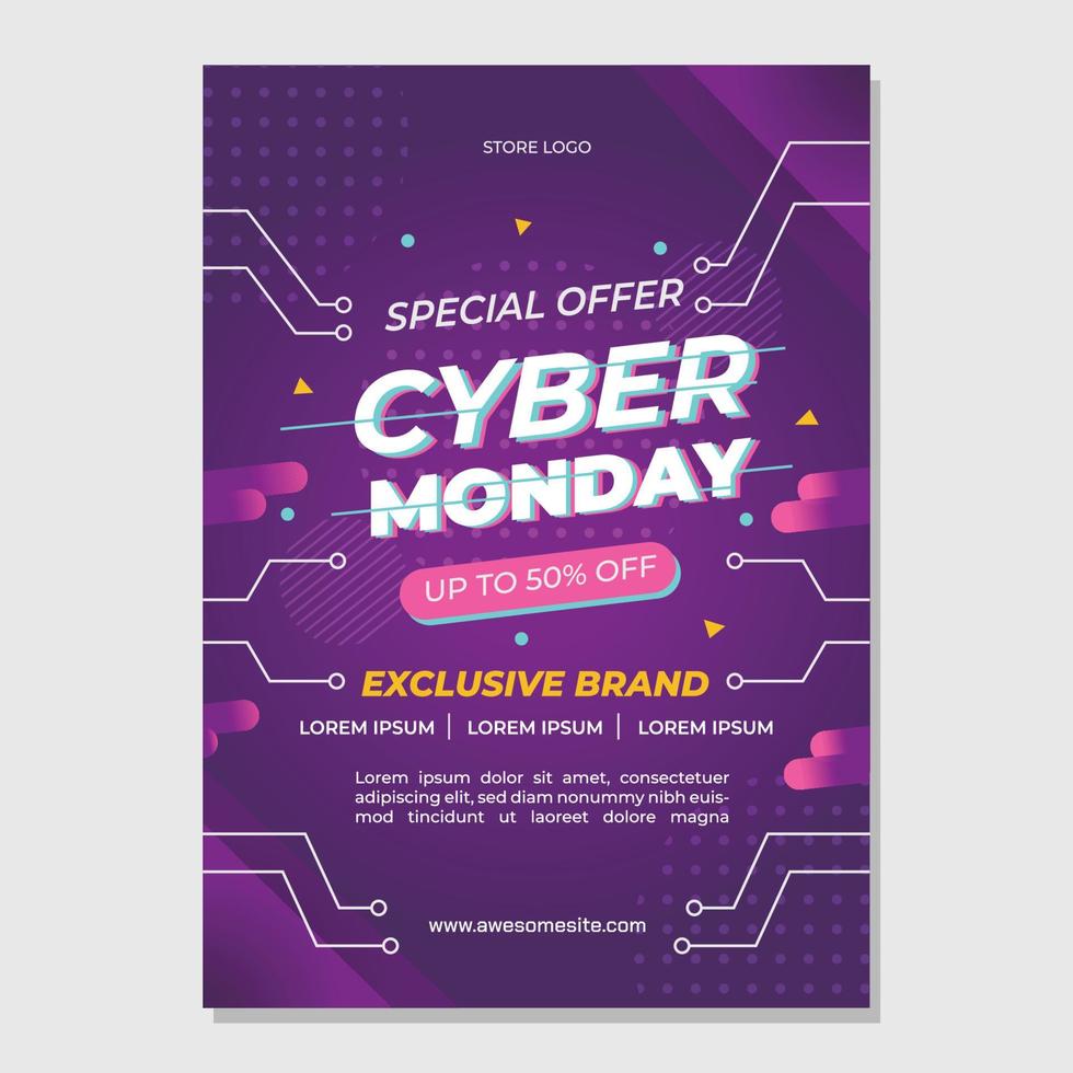 plantilla de cartel de cyber monday vector