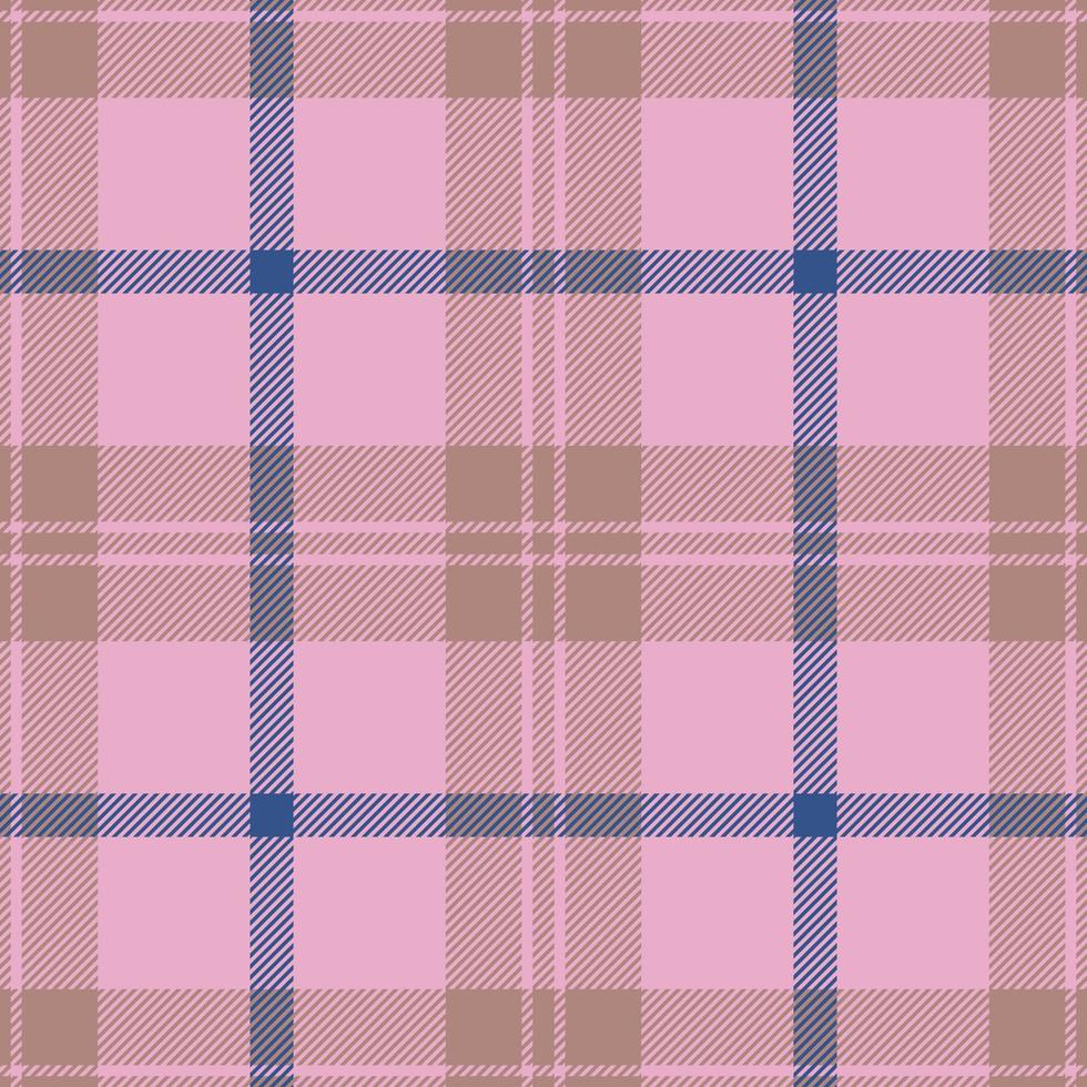 Plaid seamless pattern in pink. Check fabric texture. Vector textile print.