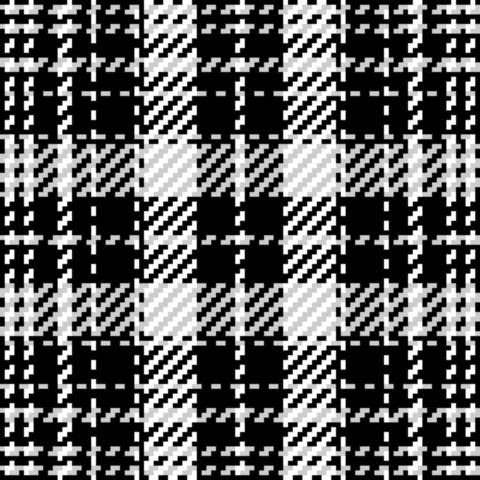 Plaid check pattern in black and white. Seamless texture fabric background. vector