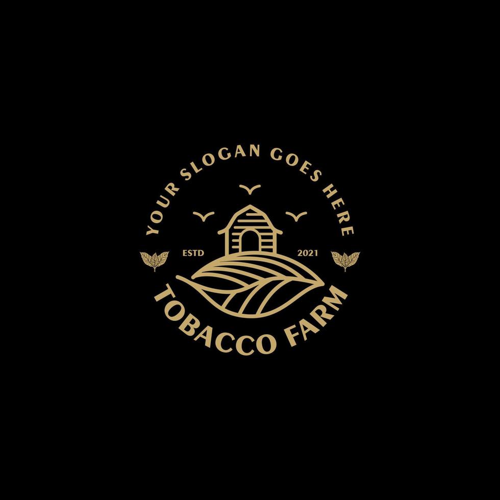 tobacco farm,vintage logo with line art, for business reference vector