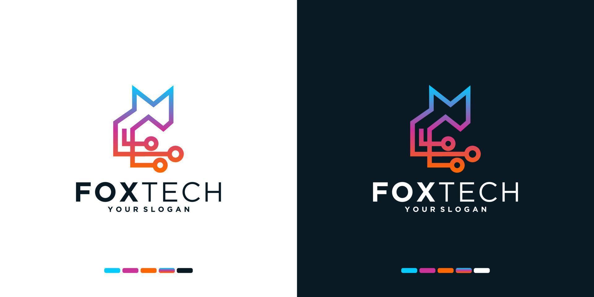 Fox tech logo inspiration vector