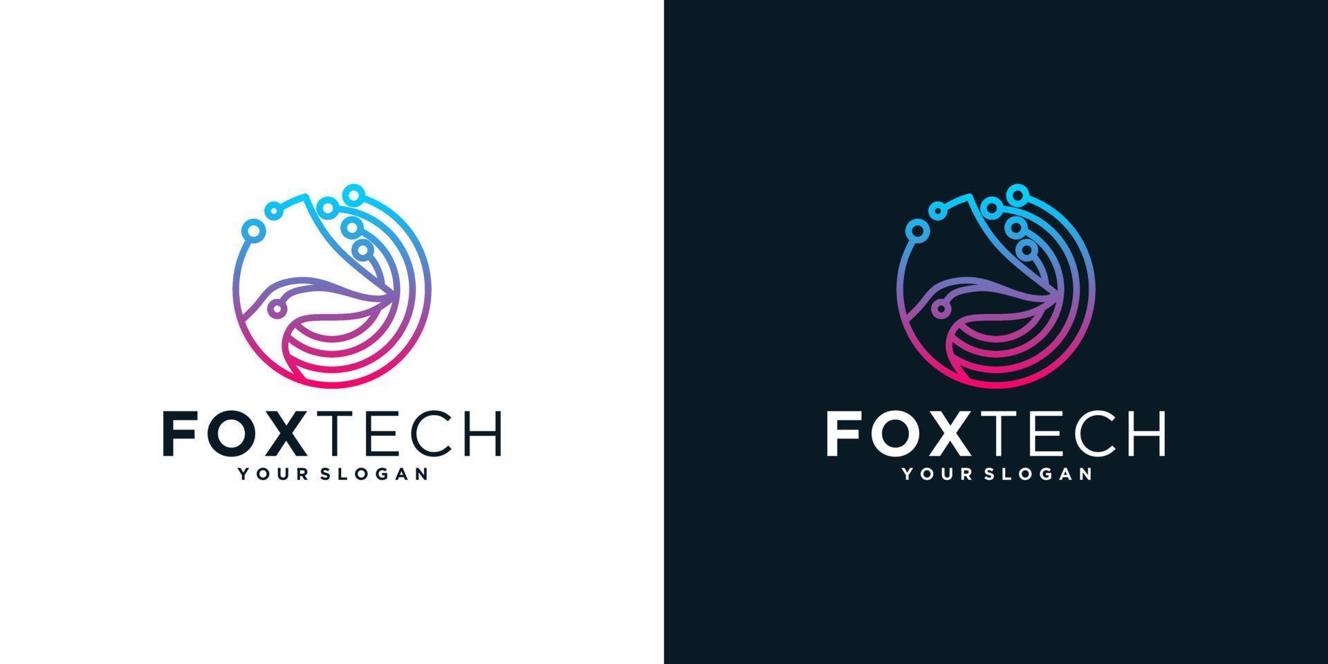 inspiración del logotipo de fox tech vector