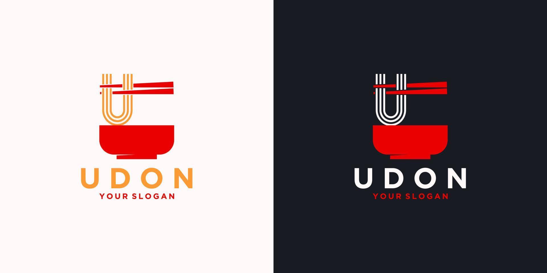 referencia del logotipo de fideos, con estilo inicial, tienda de fideos, ramen, udon, tienda de comida y otros. vector