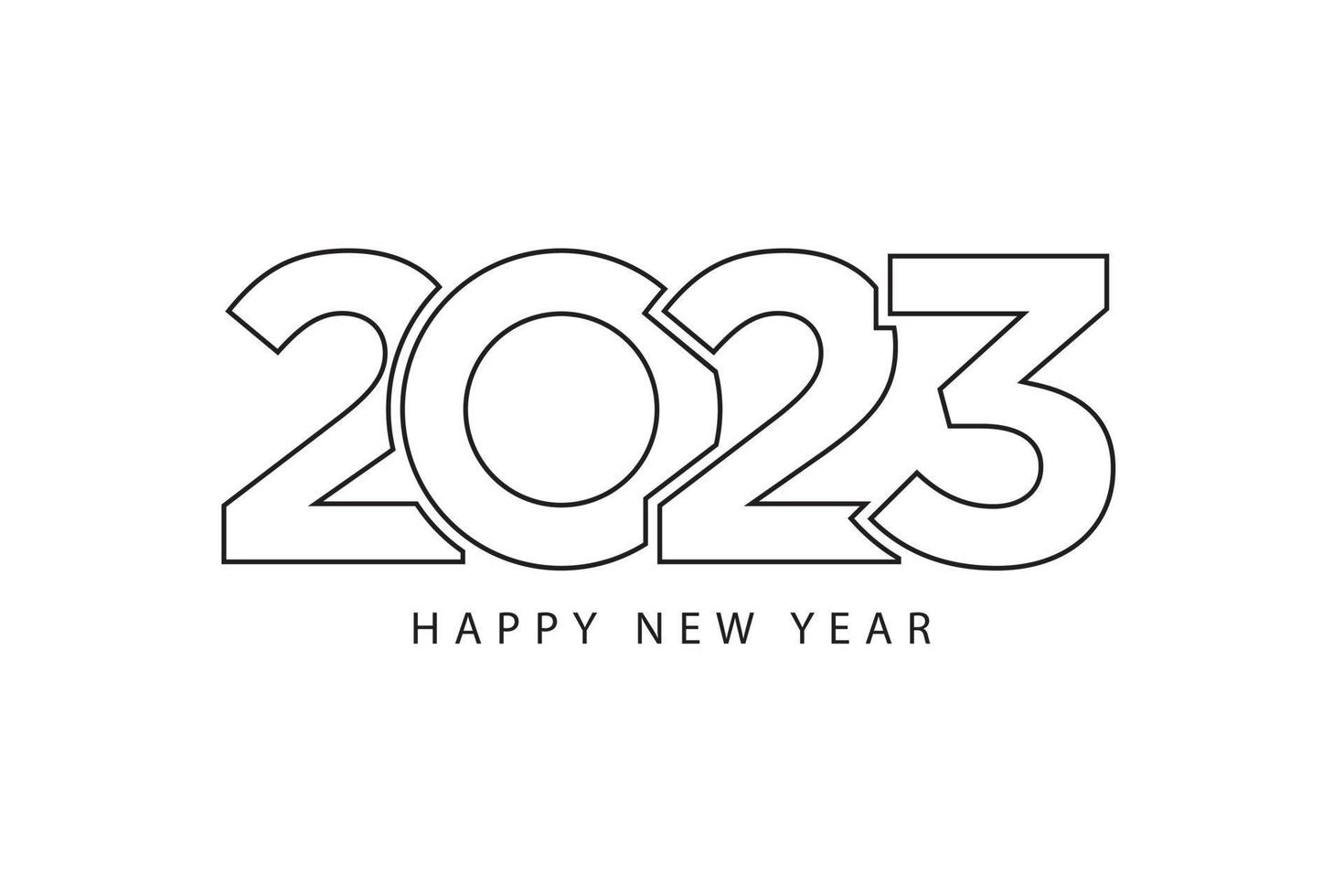 Simple style lines happy new year 2023 black white theme vector