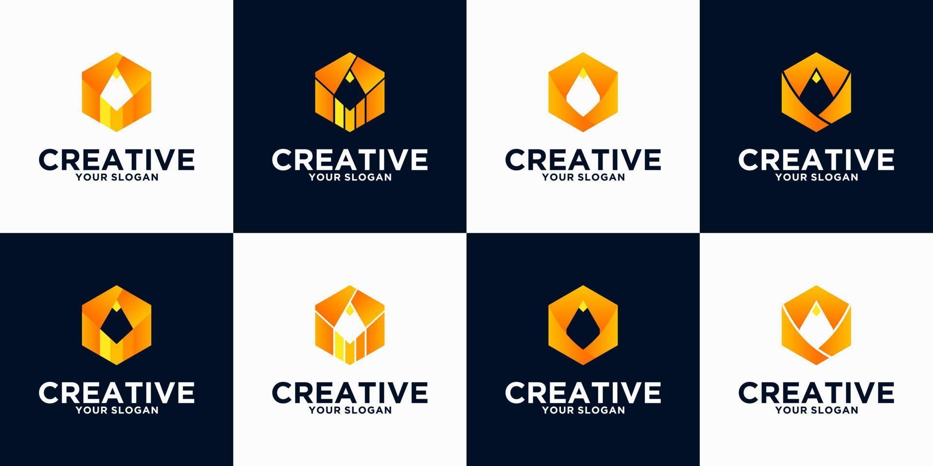 pencil logo reference collection for business, application, education and others vector