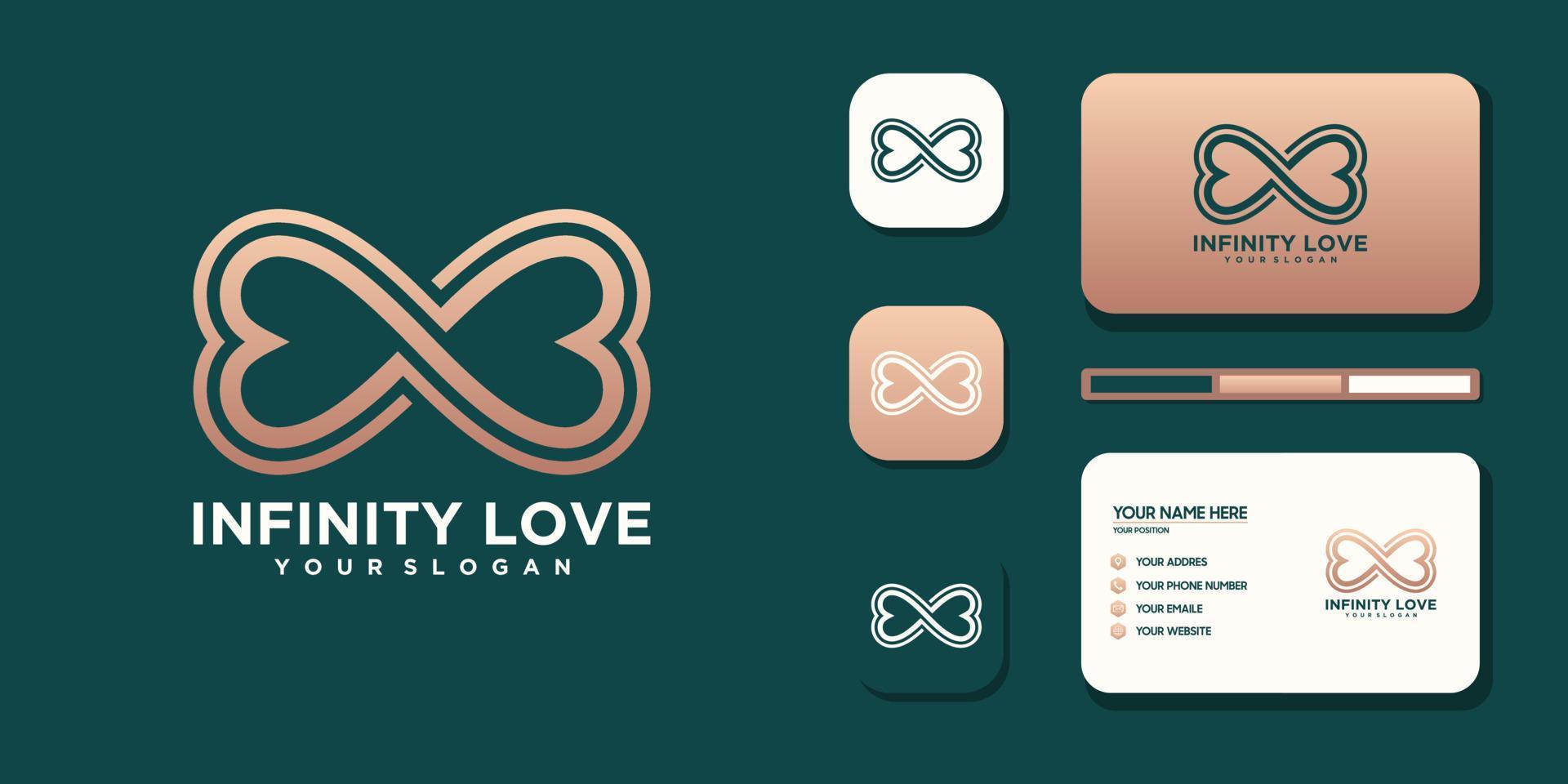 infinito amor logotipo minimalista y referencia de tarjeta de visita vector