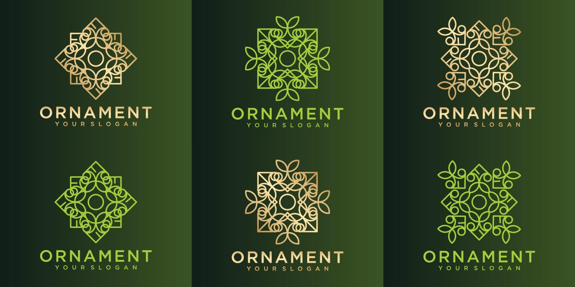 set of nature ornament logo vector