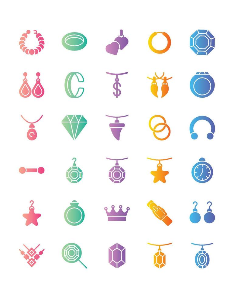 Jewelry Icon Set 30 isolated on white background vector