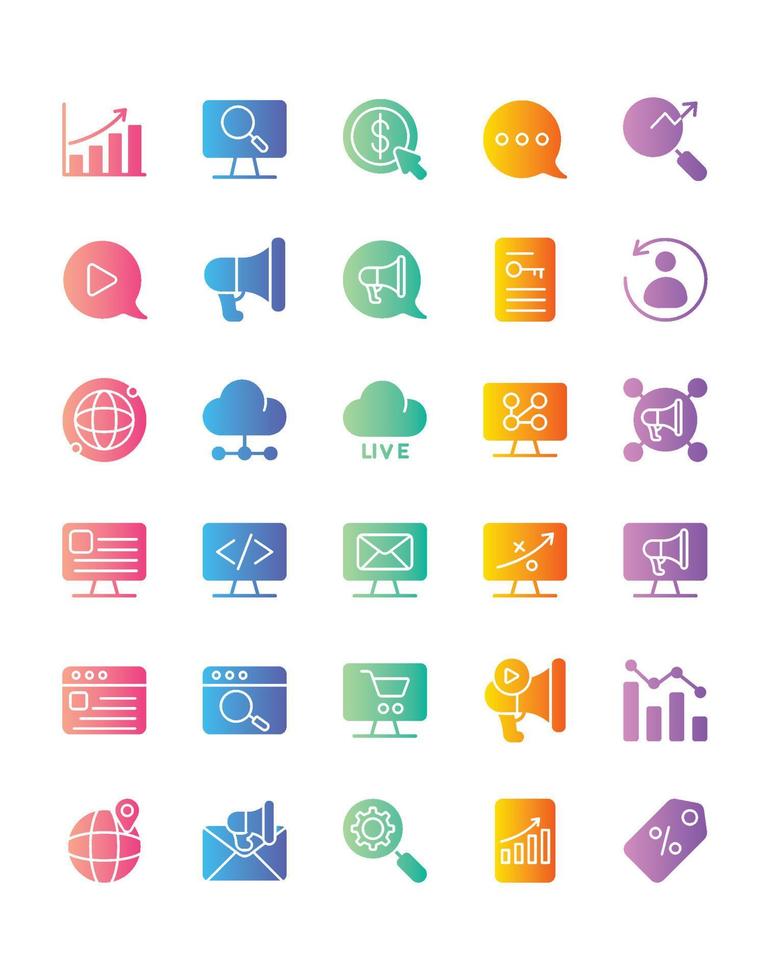 Onilne Marketing Icon Set 30 isolated on white background vector