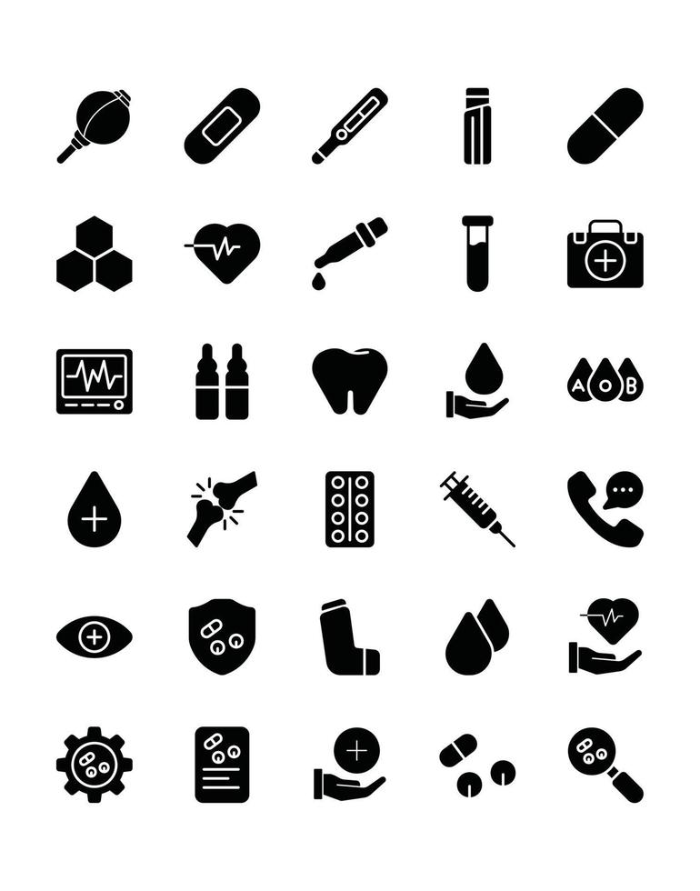 Medicine Icon Set 30 isolated on white background vector