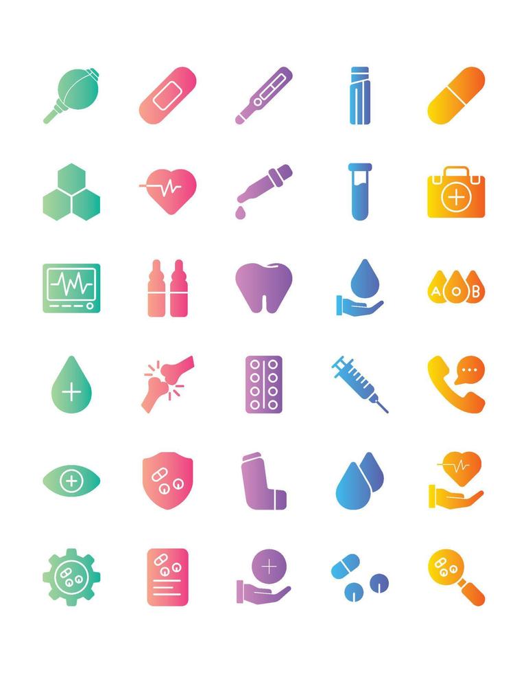 conjunto de iconos de medicina 30 aislado sobre fondo blanco vector