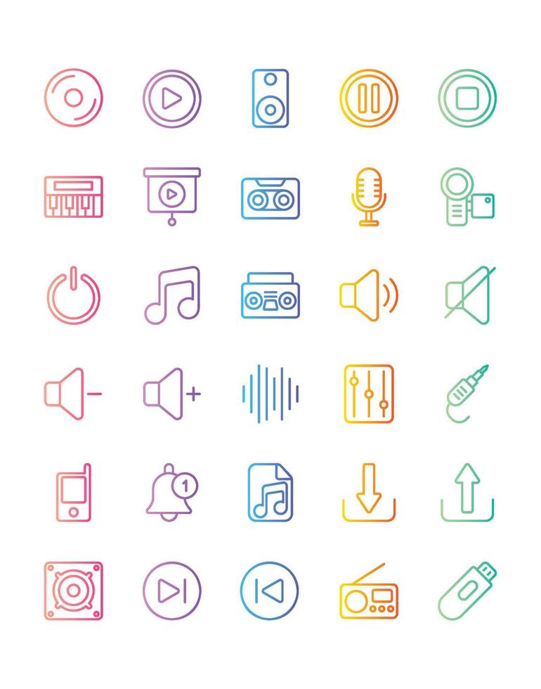 Audio Icon Set 30 isolated on white background vector