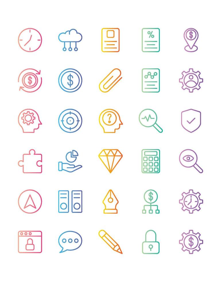 Starfup Icon Set 30 isolated on white background vector