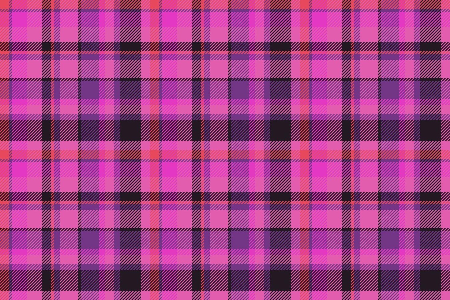 Plaid background, check seamless pattern in pink. Vector fabric texture for textile print, wrapping paper, gift card or wallpaper.