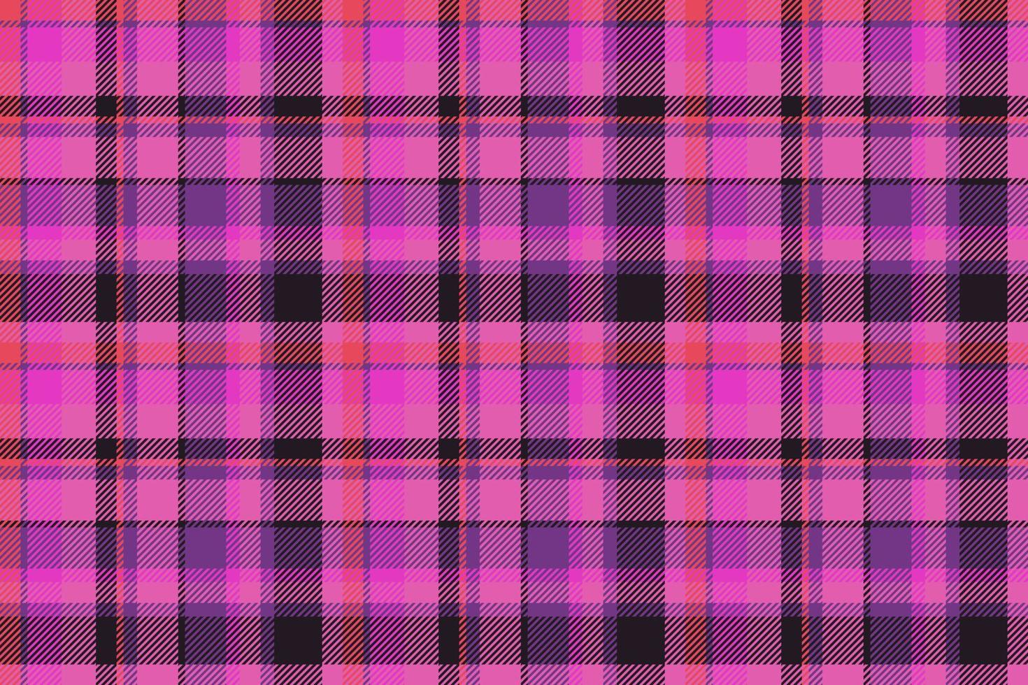 Plaid background, check seamless pattern in pink. Vector fabric texture for textile print, wrapping paper, gift card or wallpaper.