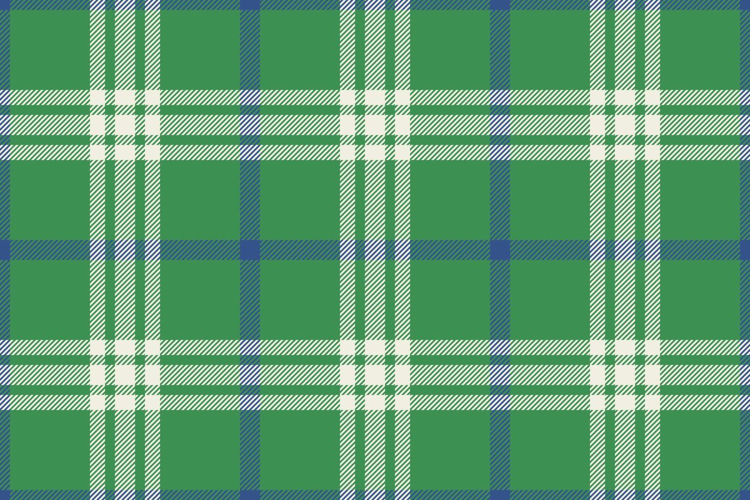 Plaid background, check seamless pattern in green. Vector fabric texture for textile print, wrapping paper, gift card or wallpaper.