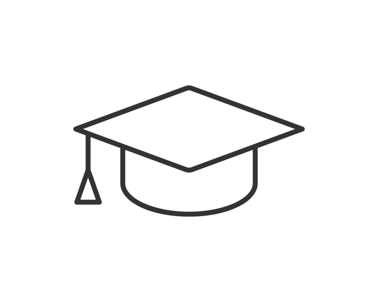 Ilustración de vector de icono de educación. gorra universitaria o símbolo de sombrero graduado. signo de grado de estudiante.