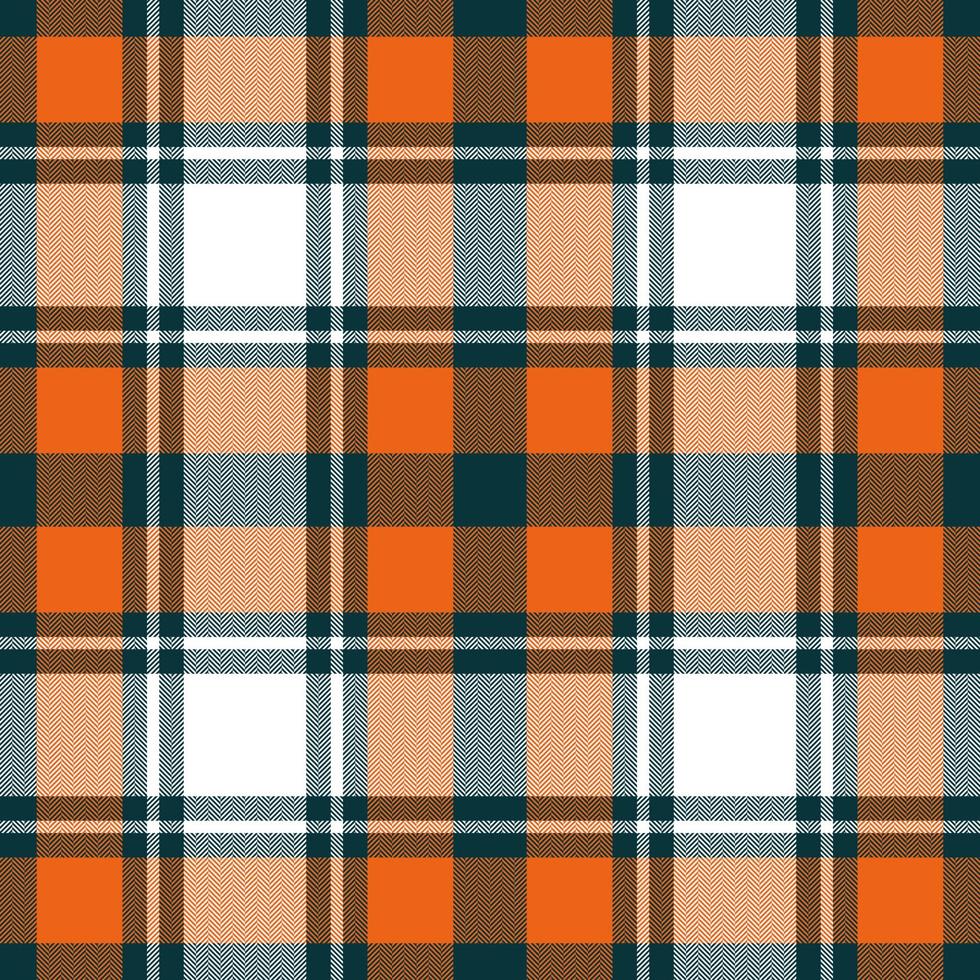 Plaid seamless pattern in orange. Check fabric texture. Vector textile print.