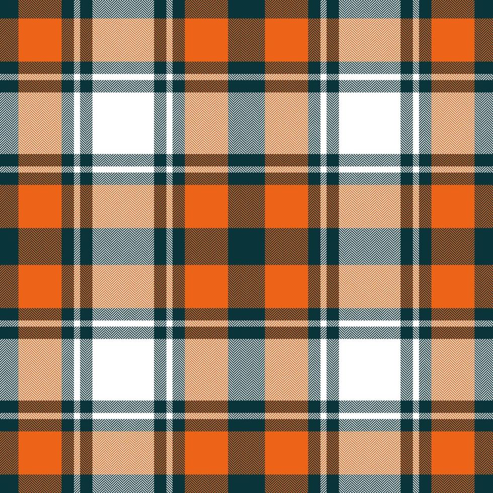 Plaid seamless pattern in orange. Check fabric texture. Vector textile print.