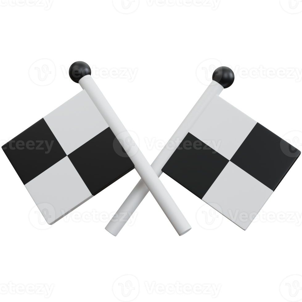 3d rendering two flag racing isolated png