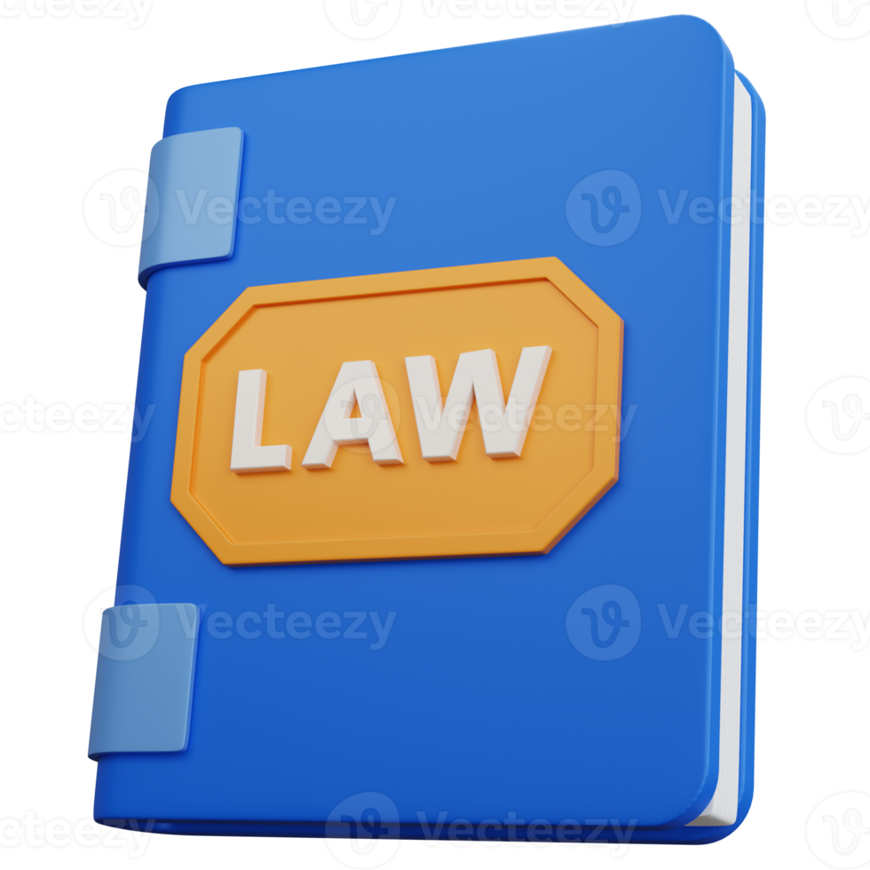 3d rendering book law blue isolated png