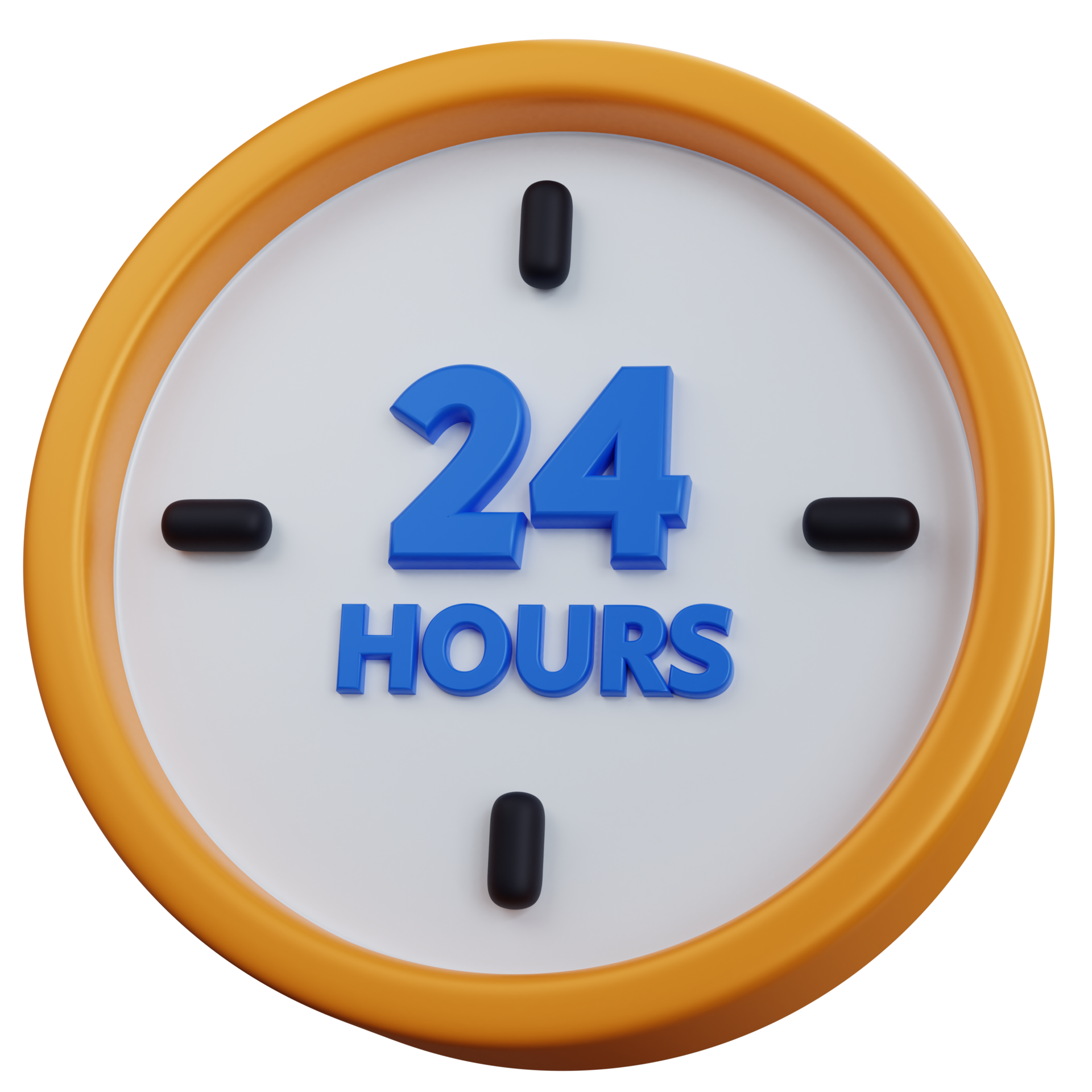 3d rendering yellow clock with 24 hours writing isolated 10834850 PNG