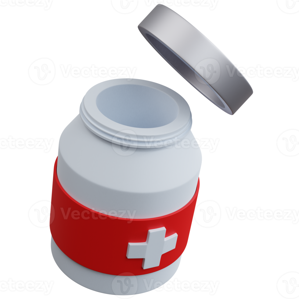 3d rendering medicine bottle open isolated png