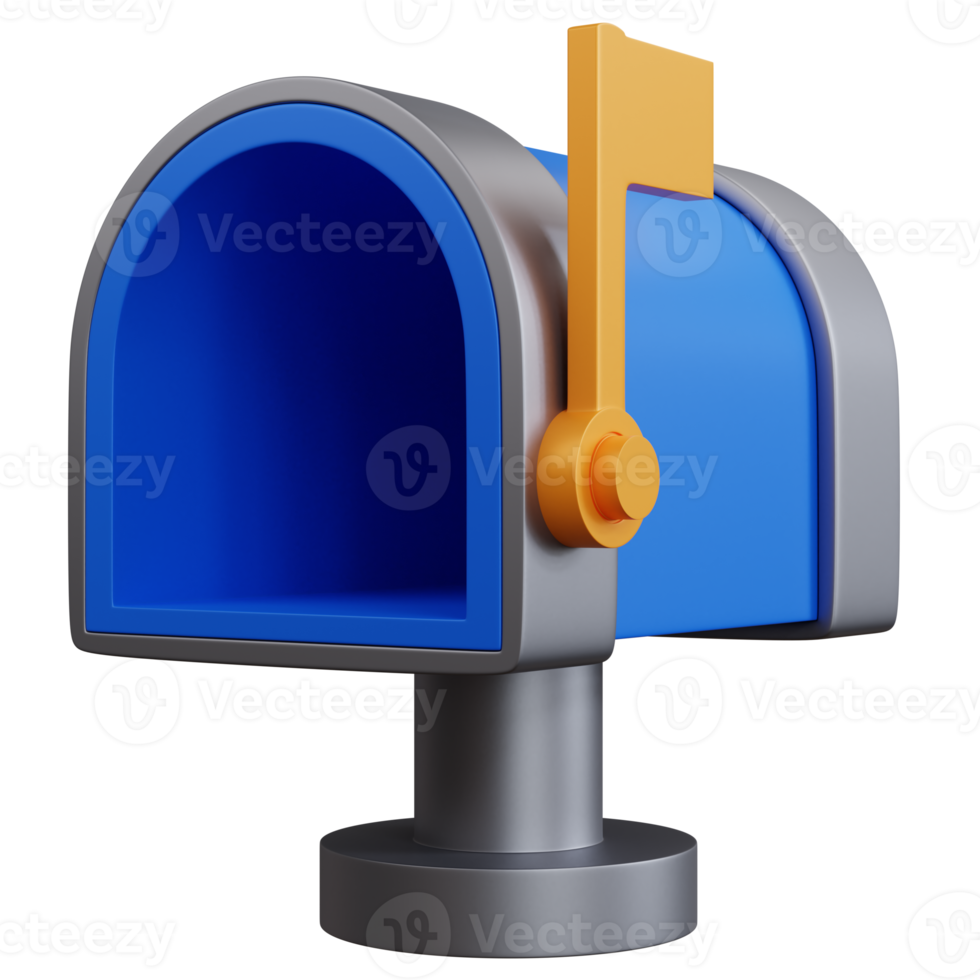 3d rendering blue mailbox without cover isolated png
