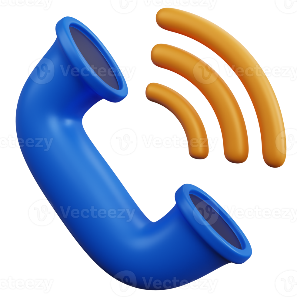 3d rendering phone call rings isolated png