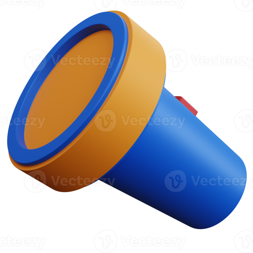 3d rendering blue flashlight isolated png