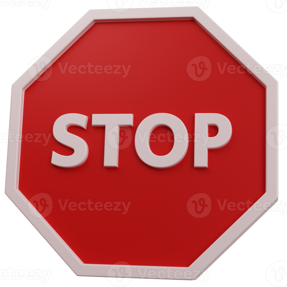 3D-Rendering Schild Stop isoliert png