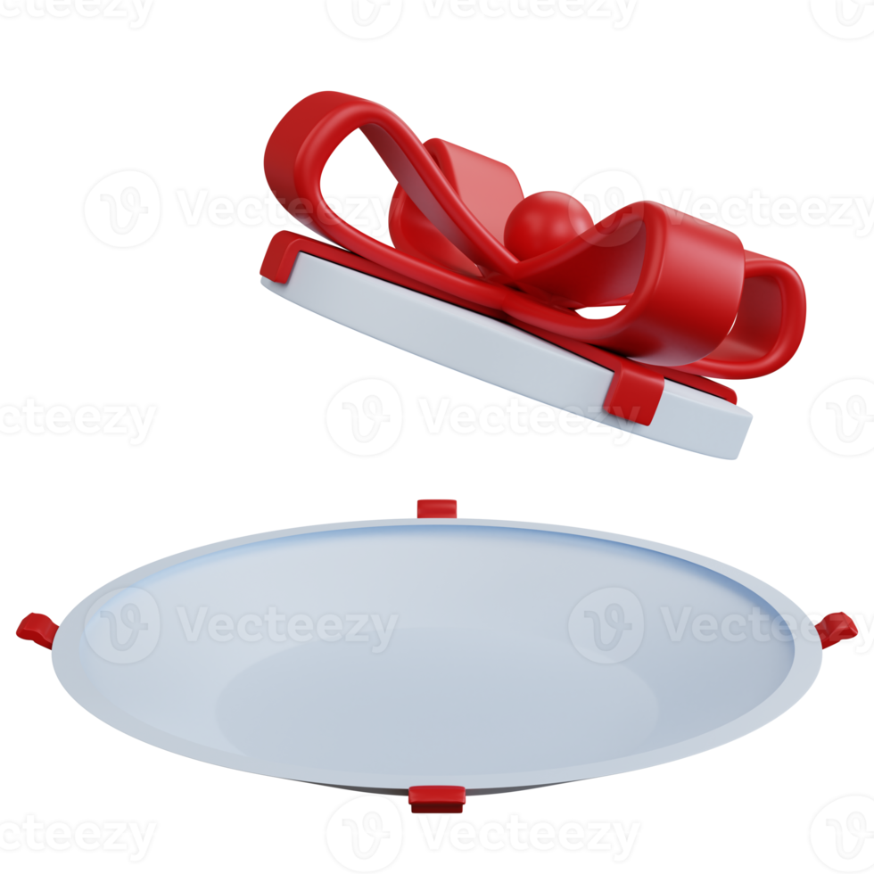 3d rendering wide open round gift box isolated png