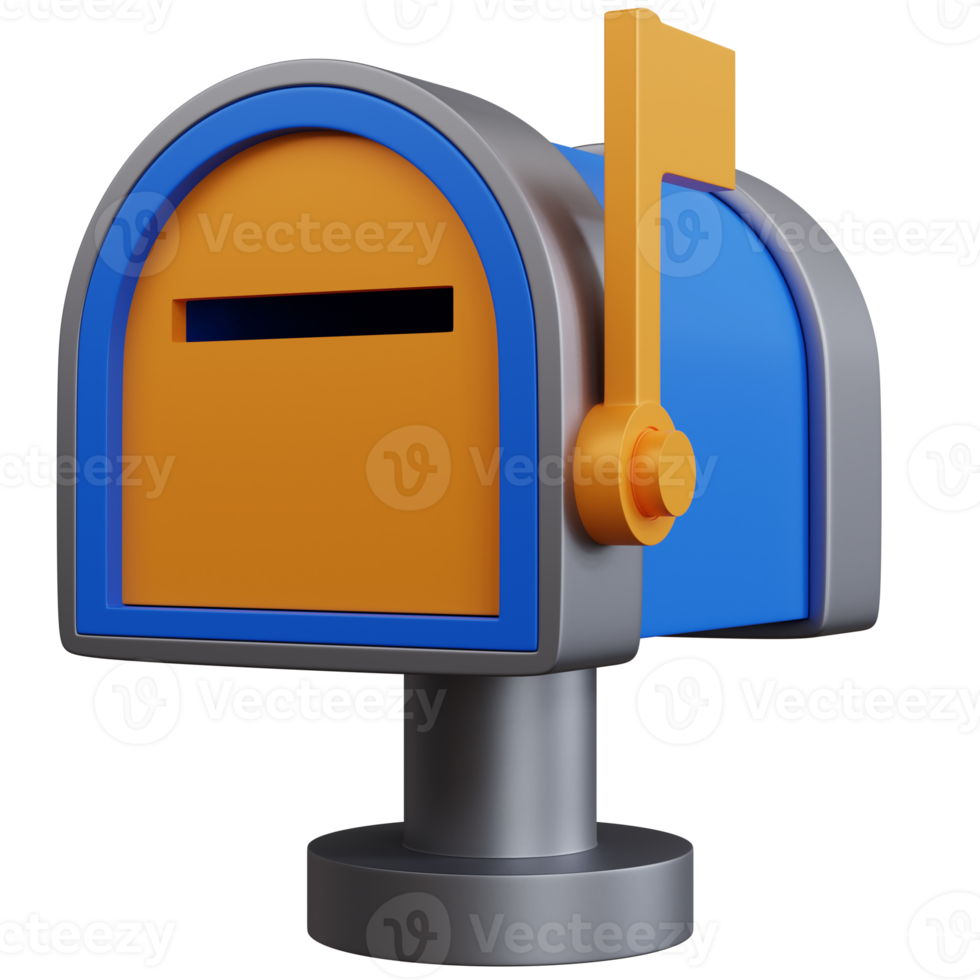 3d rendering blue mailbox with cover isolated png